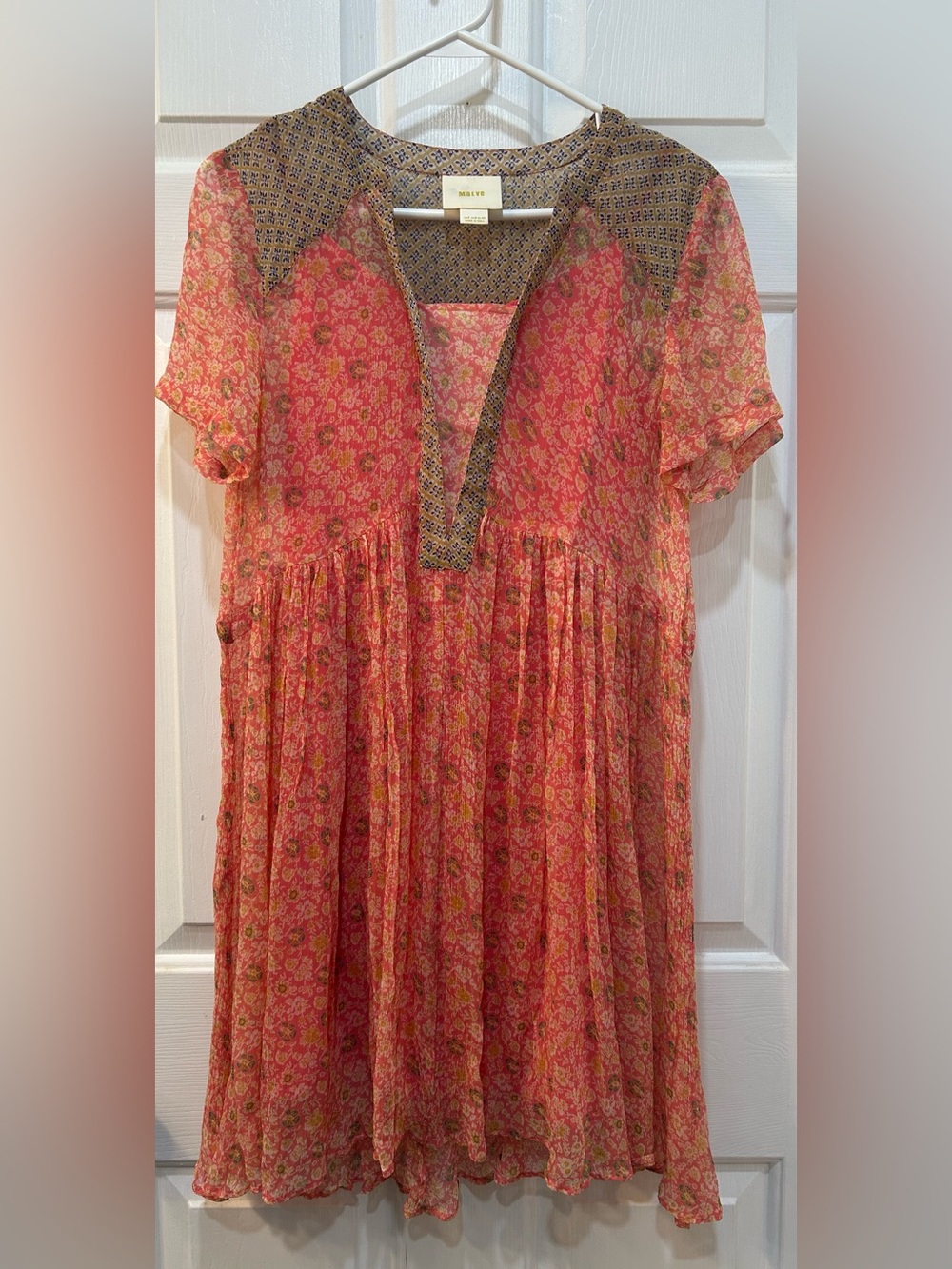 Maeve Anthropologie Morning Glory Sheer Floral Boho Tunic Dress Sz 2 Wispy Fairy